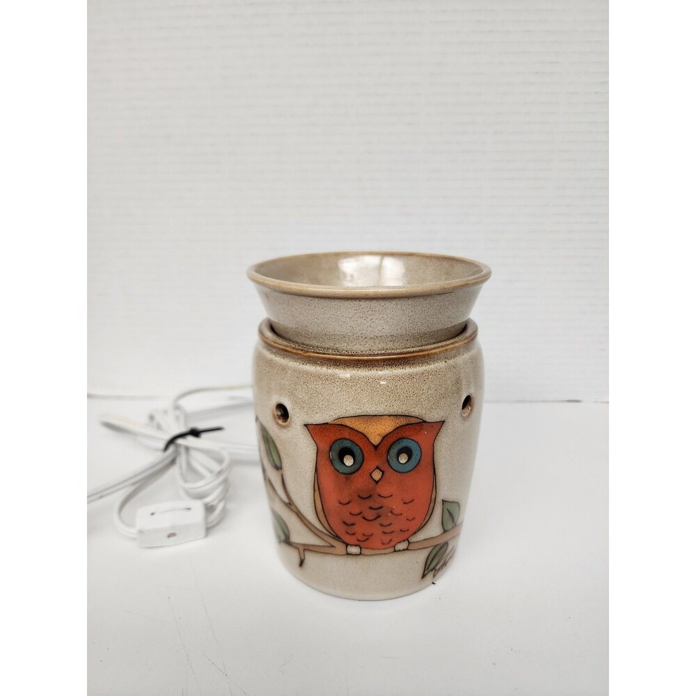 Scentsy Owl Wax Warmer No 26973 Orange Brown Bird on Limb